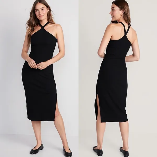 Old Navy Rib-Knit‎ Halter Midi Dress Medium NWT - Image 2