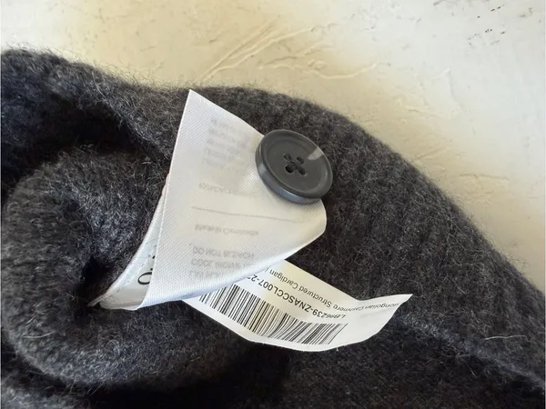 Quince 100% Mongolian Cashmere Structured Cardigan Grey Charcoal Size XL - Image 7