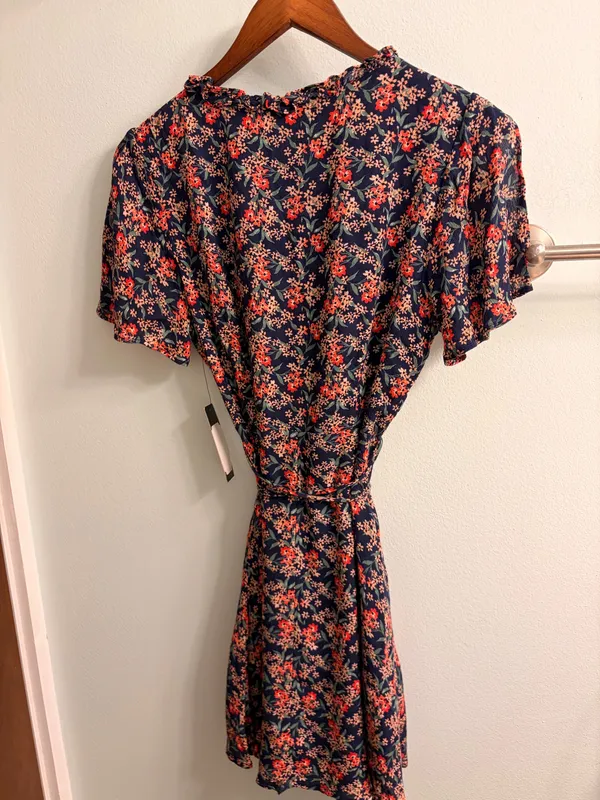 Lulus Audacious Audrey Navy Blue Floral Print Wrap Dress - Image 3