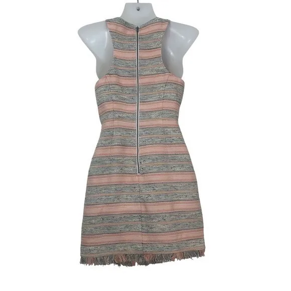 Lovers +‎ Friends Striped Cutout Mini Dress Coral Frayed Fringe Hem XS RN132829 - Image 3