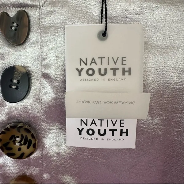 Native Youth Long Maxi Dress Silver Mismatched Buttons Women’s Small NEW - Image 9