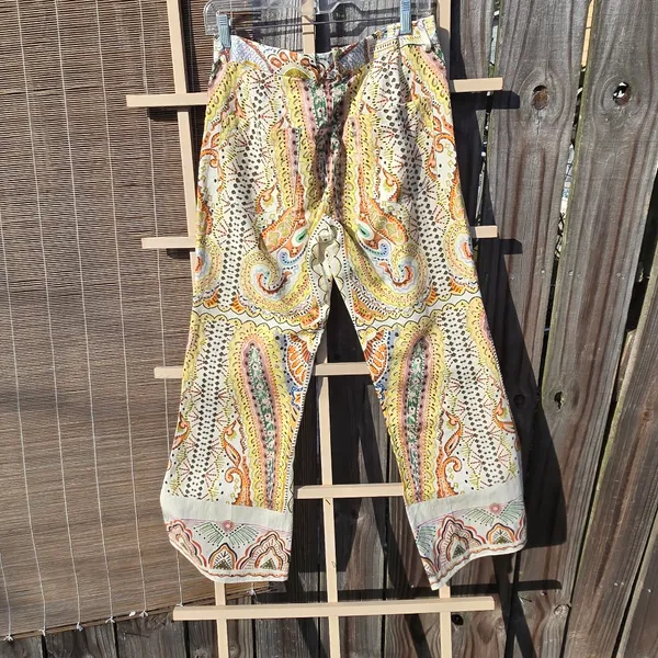 Zara beautiful print flare leg pants Linen Blend Small - Image 10