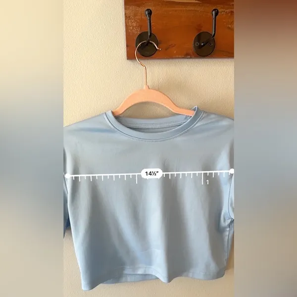 Blue Round Neck Drop Should Cropped Tee Size XS - Image 6