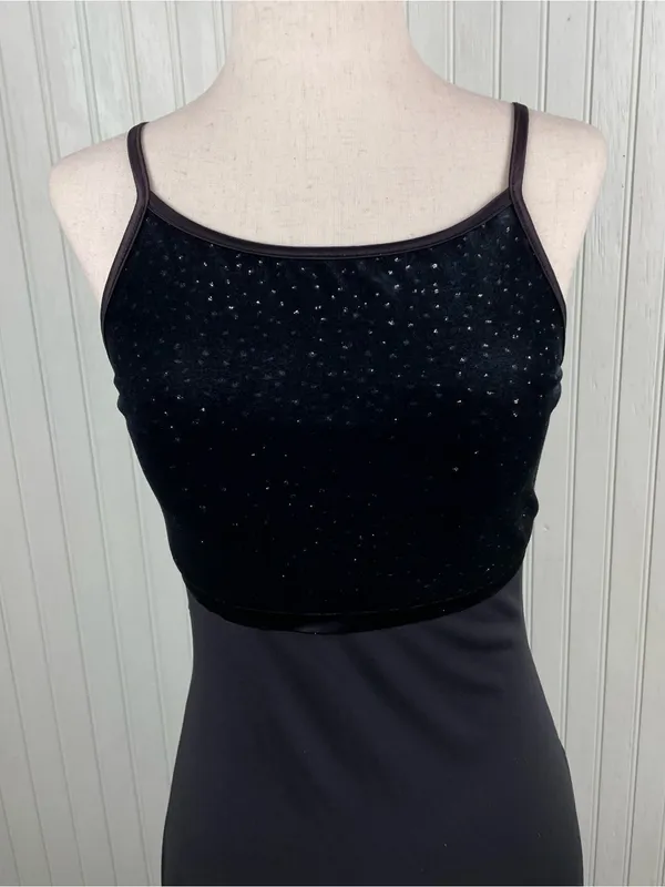 Vintage Y2K Byer Too Sparkly Black Velvet Top Maxi Slip Dress Small Whimsigoth - Image 3