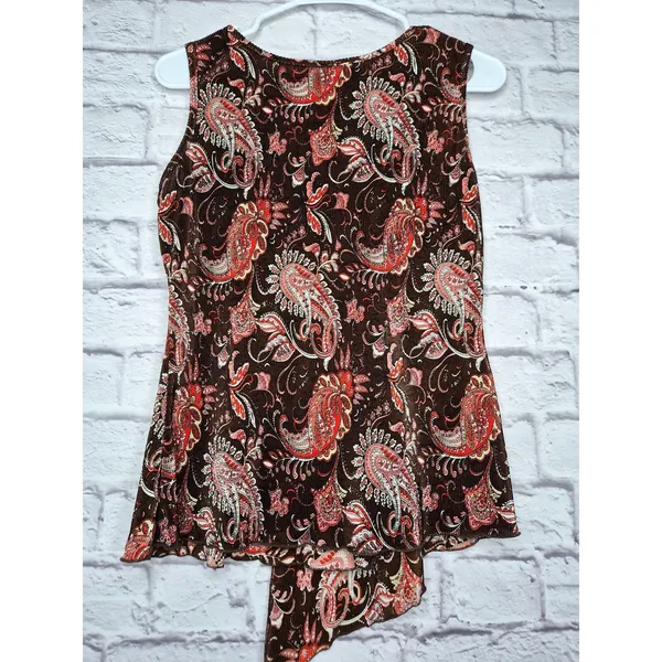 Vtg Y2K JTB Paisley Micro Pleat Top S Asymmetrical Hem Whimsigoth Fairycore - Image 7