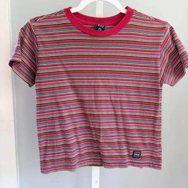 Gap Multicolor Striped Baby Tee Y2K 90s Crop Top Women's XS - Image 2