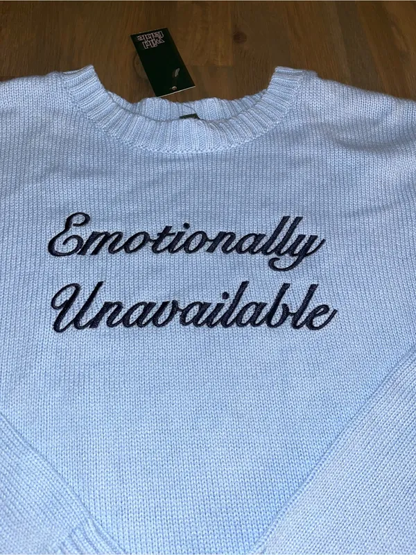 NWT Wild Fable Emotionally Unavailable Sweater XXL Light Blue Knit Pullover - Image 3