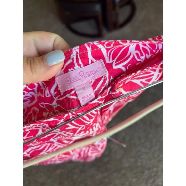 Lilly Pulitzer Punch Pink Stamped Print Callahan Shorts Women's Size 0 Pink Whit - Image 3