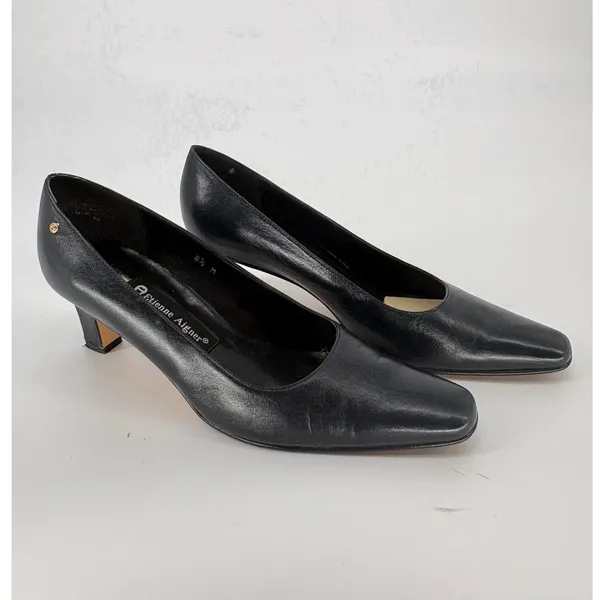 Vintage Etienne Aigner Pumps Womens 8.5 Black Leather Smart Kitten‎ Heel Spain - Image 9