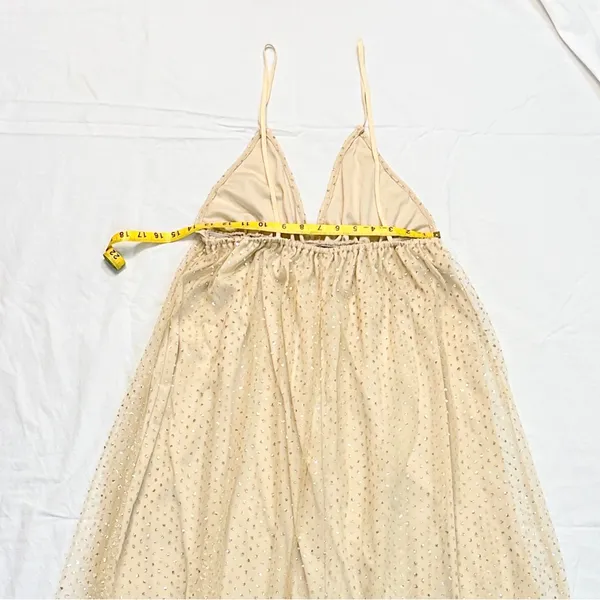 Beginning Boutique NWOT Faeriesty V-Neck Glitter Maxi Dress – Champagne/Gold – L - Image 10