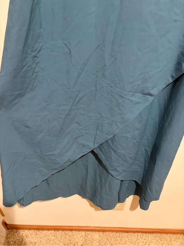 NEW Halara High Low Breezeful Flowy Maxi Dress Asymmetric Hem Teal Medium - Image 5