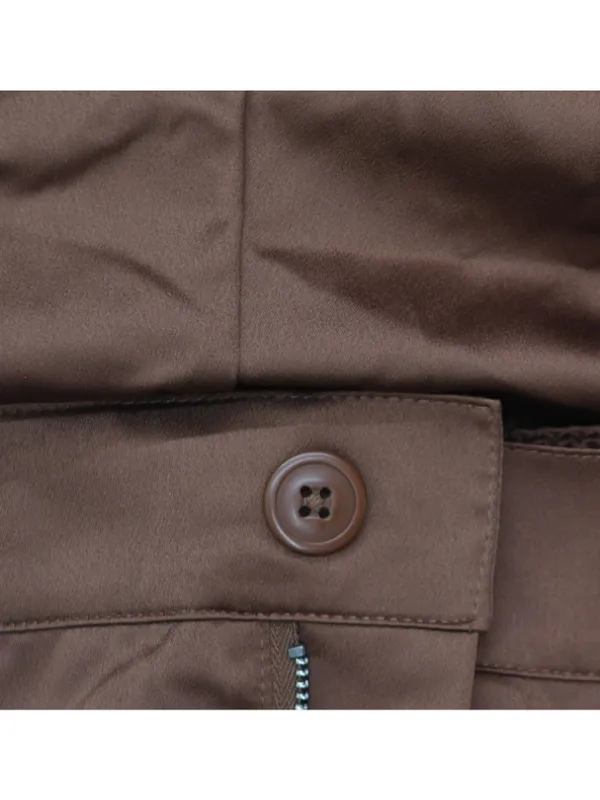 NEW Bar III Trendy Satin Cropped Cargo Pants 100193656WN Root Beer Brown 3X - Image 6