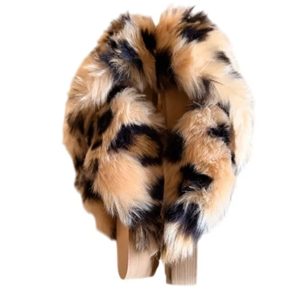 TOMS Faux Fur Leopard Slides Women’s Size 7 Slip-On Cozy Fuzzy Sandals - Image 2