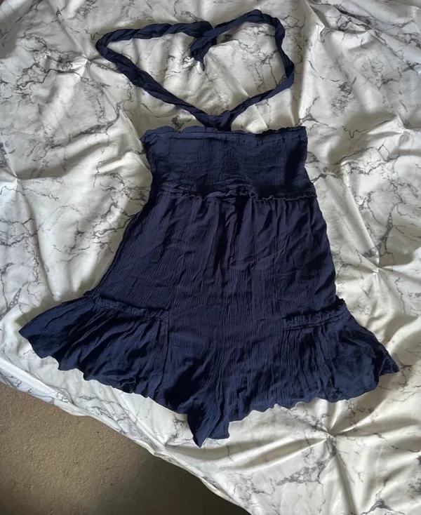 Venus navy halter tie romper - Image 5