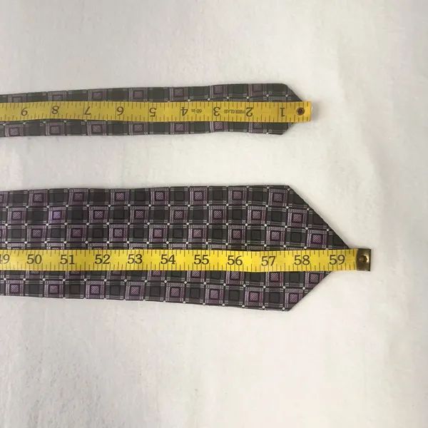 Pronto Uomo Silk Tie Men's Grey Purple Designer Necktie Office Geometric Carrier - Image 10