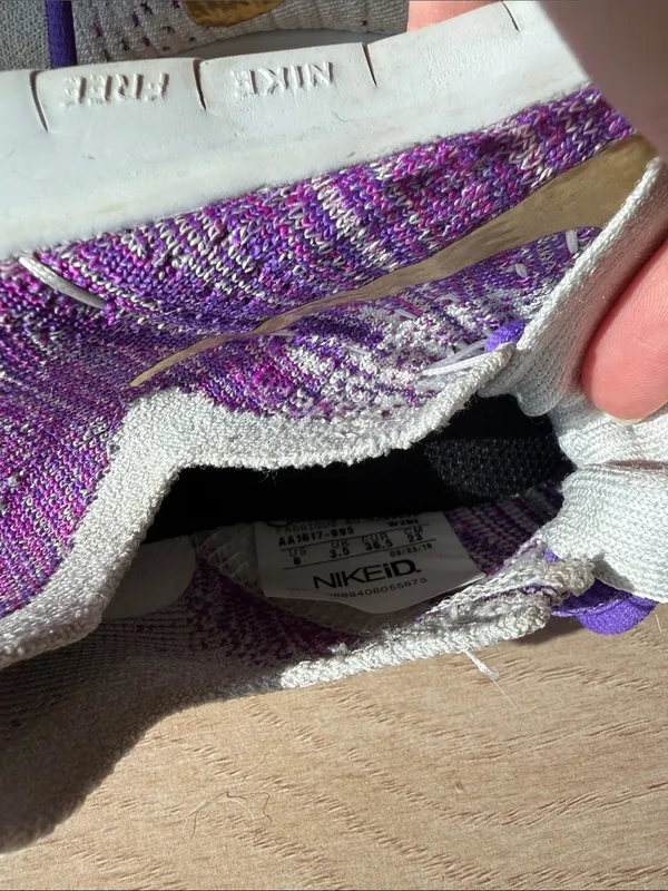 Nike iD Purple and White Knit Slip-On Sneakers, Size 6 - Image 4