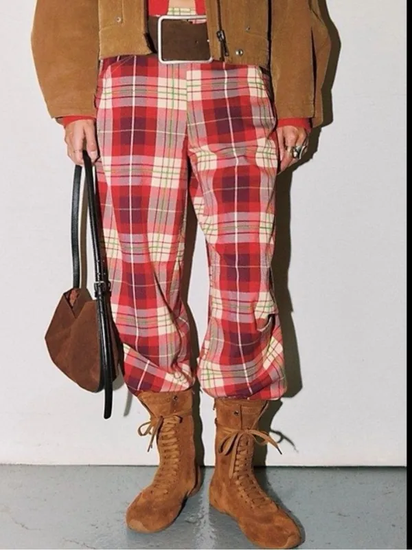 Free People Nice Choice Pull-On Pant plaid size Small NEW - Image 2