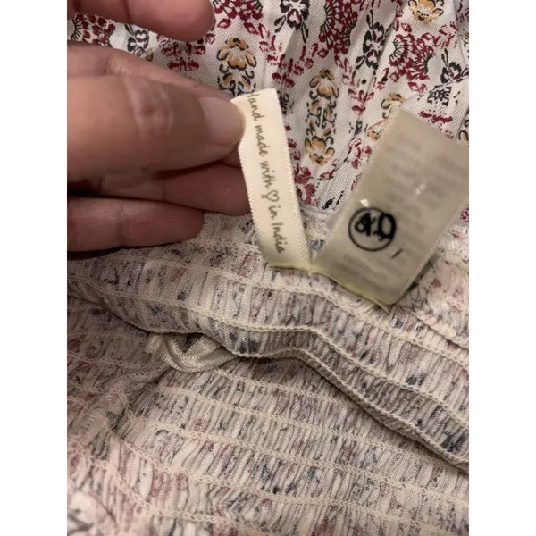 JAPNA Anthropologie Wide Leg Jumpsuit Romper Strapless Ruffle smocked small - Image 6
