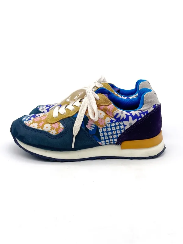 Inkkas Hendrix Jogger Sneakers Women’s Size 7 Patchwork Floral Suede Retro Shoes - Image 2