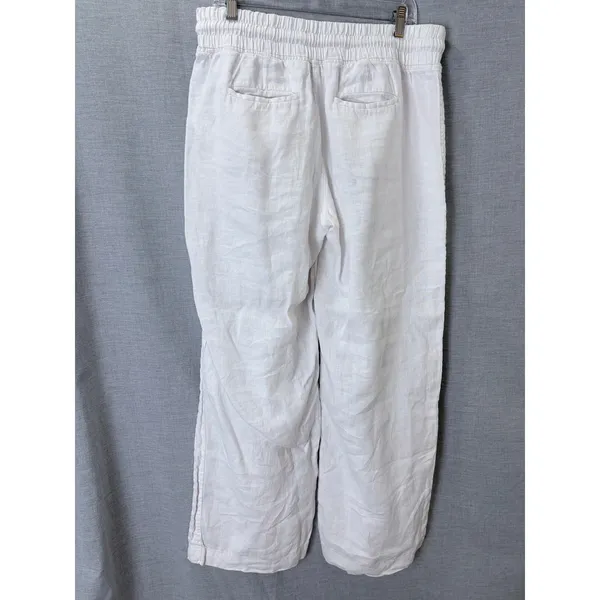 Athleta Cabo Linen Wide Leg‎ Pant White Drawstring Elastic Waist 14 - Image 2