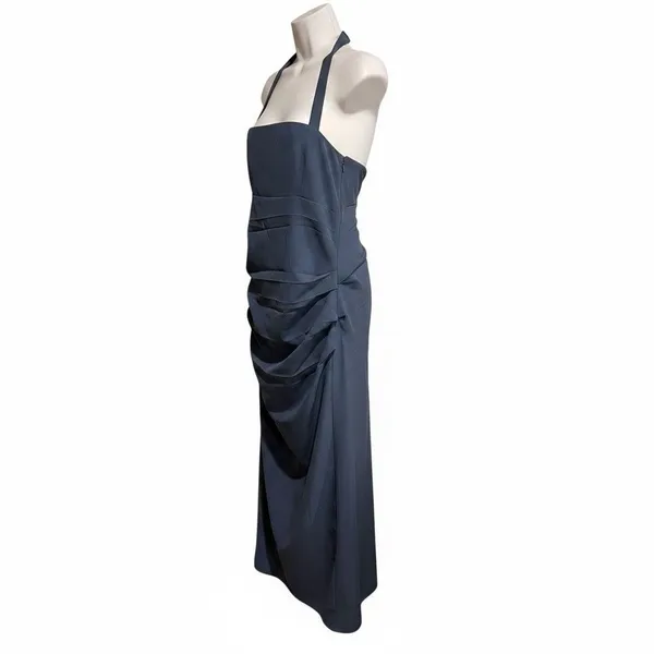 LIONESS 1999 Maxi Dress Blue Large L Halter Neck Ruched - Image 8