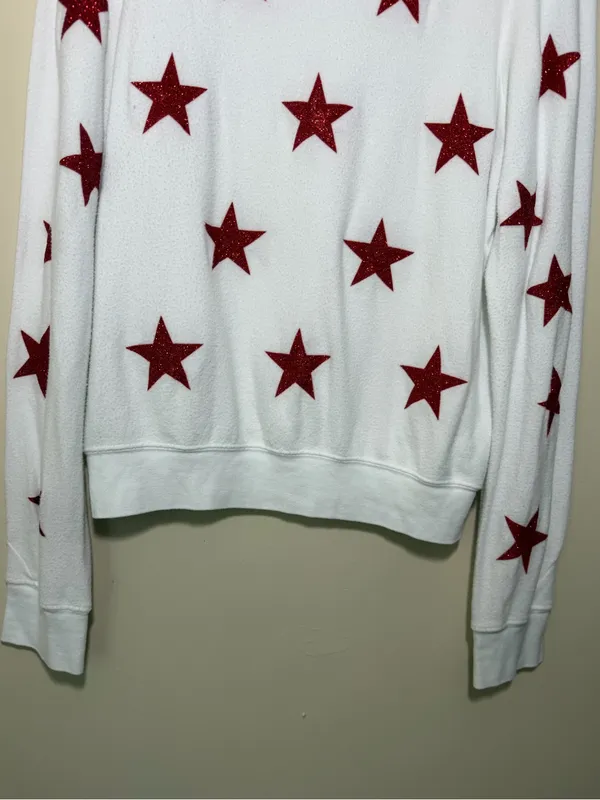 Wildfox Red Glitter Star Jumper Sweatshirt - Image 3