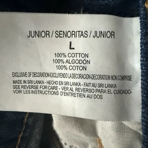 Lei Juniors L Blue Denim Overalls Plaid‎ Patchwork Shorts 100% Cotton Shortall - Image 8