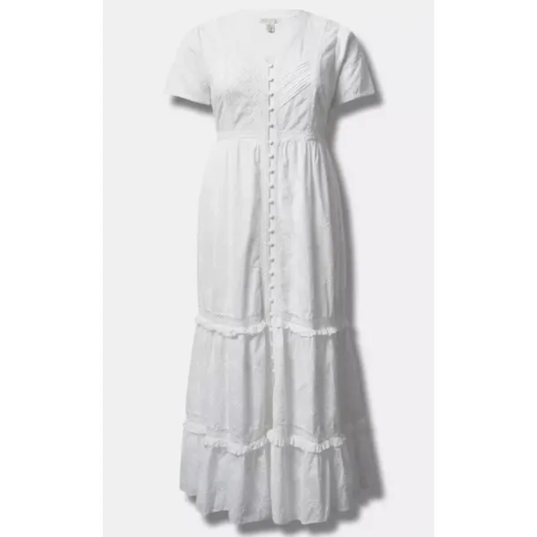 Torrid Festi Maxi Cotton Voile Crochet Detail Dress 1 White 14 16 Tiered Eyelet - Image 3
