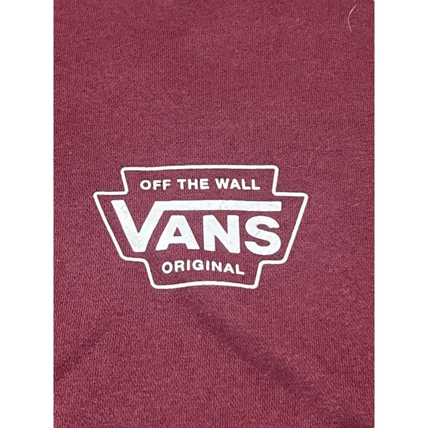 Vans Off the Wall Hoodie Kangaroo Pocket Front Back Graphic Maroon Burgundy Sz M - Image 2