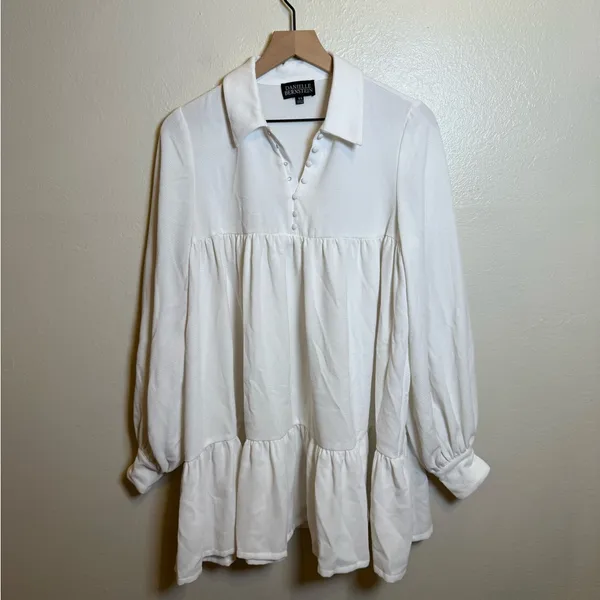 Danielle‎ Bernstein Textured Woven Baby-Doll Mini Dress - Image 3