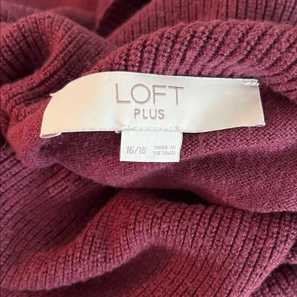 LOFT Plus Rich Burgundy Turtle Neck Sweater Dress - Size 16/18 - Image 15