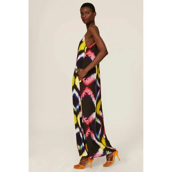 Busayo Collective Maxi Dress Womens 2 Multi Tie Dye Halter‎ Neck Bow Boho Summer - Image 3