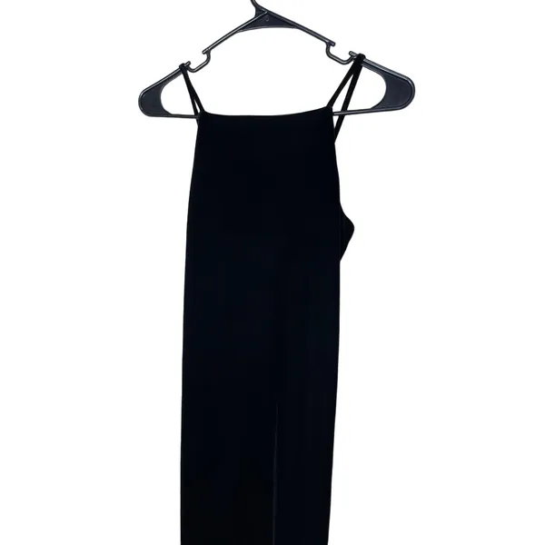 Vintage Maurices 90s Velvet Black Sleeveless High Neck‎ Dress 3/4 - Image 3