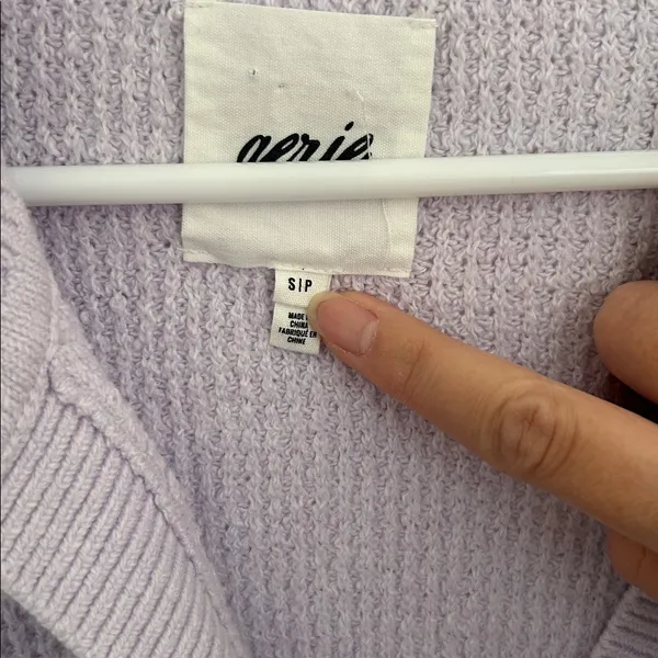 Aerie CozyUp Waffle Polo Oversized Sweater Lavender Dawn Small - Image 5