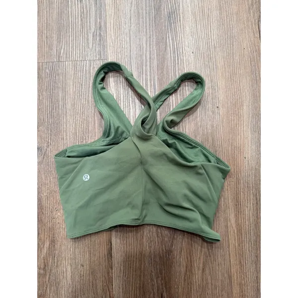 Lululemon Key to Balance Tank Top Olive Green Nulu‎ Yoga Crossback Crop Size 6 - Image 2