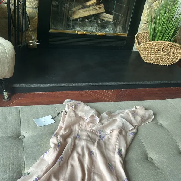 NWT LPA The Label Revolve Pink Ruffle Lavender‎ Floral Maxi Dress Size Medium - Image 7
