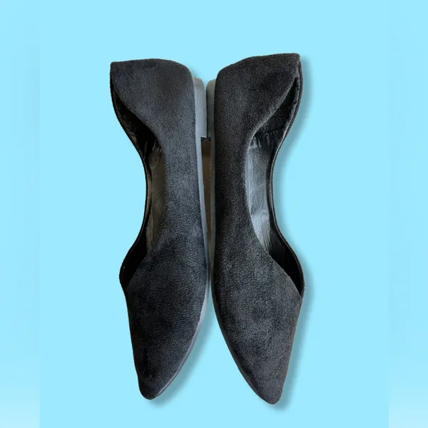 Women’s FASHION Black Pointed Toe Ballet Flats Faux Suede Size 42 = US 9 - Image 2