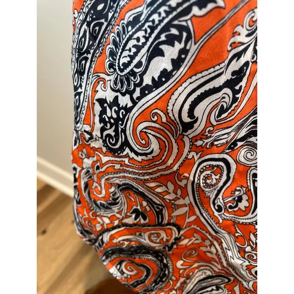 Ann Taylor Top Orange Navy Paisley Racerback Spaghetti Strap Size M - Image 2