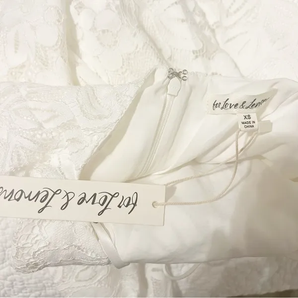 NWT NEW For Love & Lemons Maureen Mini Dress White Lace Size XS - Image 3