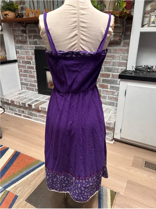 Vintage 70s purple prairie dress Gunne Sax style XS - Image 10