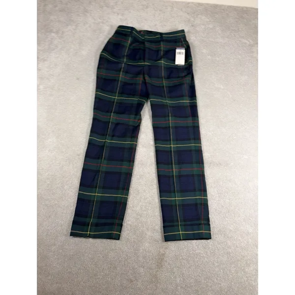 NWT‎ Lauren Ralph Lauren Plaid Tartan Cuffed Ankle Trousers Women's 2 Wool Navy - Image 2