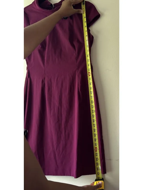LONDON TIMES Dress Knit Cap Sleeves Collared Maroon Stretch Zipper Sz 8 - Image 4
