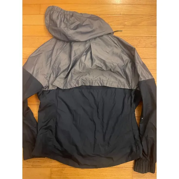 Nike‎ Y2K Vintage Hooded Windbreaker Women's medium Red Tag Swoosh black gray - Image 6