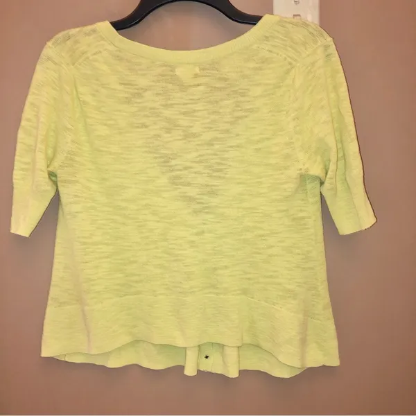 Aerie Button Front Short Sleeve V Neck Light‎ cardigan Neon Green Yellow XS - Image 2