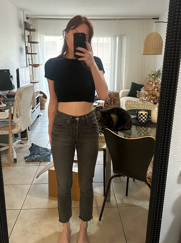 Levi’s 501 s washed black cropped high rise jeans - Image 2