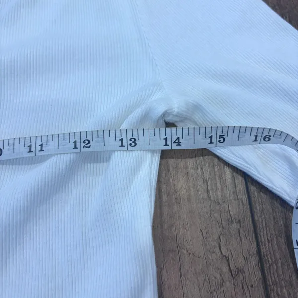 Anthropologie The Andie Scoop-Neck Ribbed Henley Top Long-Sleeve Snap Edition M - Image 7