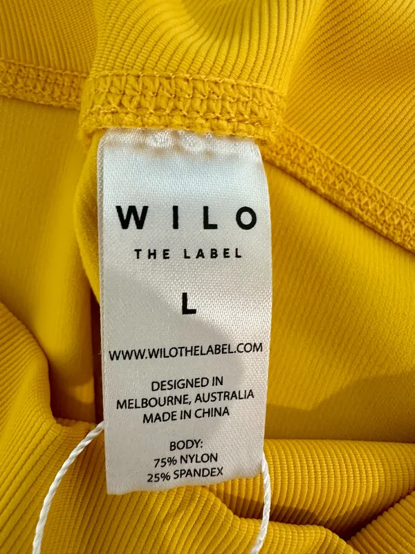 NWT WILO The Label Butter Yellow Ribbed High Rise Leggings L - Image 5