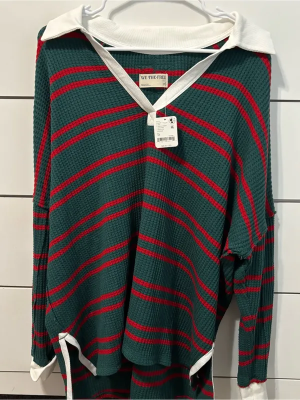 Free People Striped Travis Polo NWT - Image 2