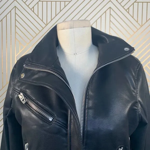 BLANKNYC Faux Leather Full Zip‎ Moto Jacket Black - Image 3