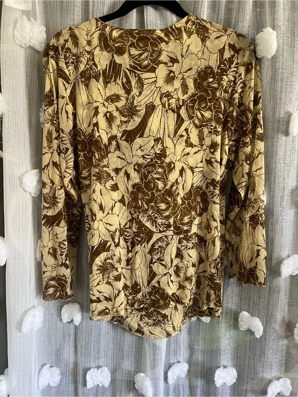 Tommy Bahama Floral Wrap-Style Blouse in Cream and Brown - Image 2